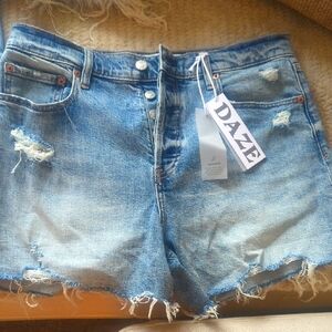 Women's Distressed Blue Denim Shorts